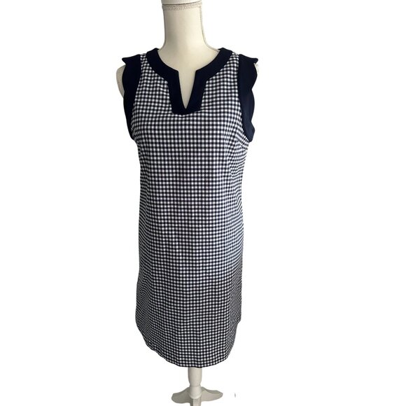 SARA CAMPBELL Blue White Gingham Plaid Shift Dress Size Small - Picture 4 of 8